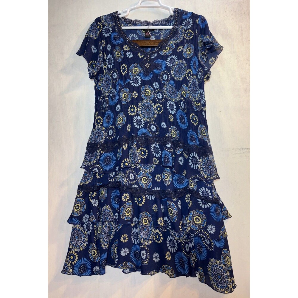 ROBBIE BEE ~ 2 Piece Blue Floral Blouse Skirt Set ~ Size Womens  Plus 20W Flowy